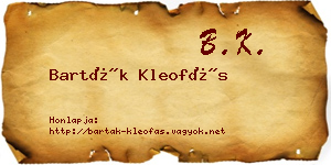Barták Kleofás névjegykártya